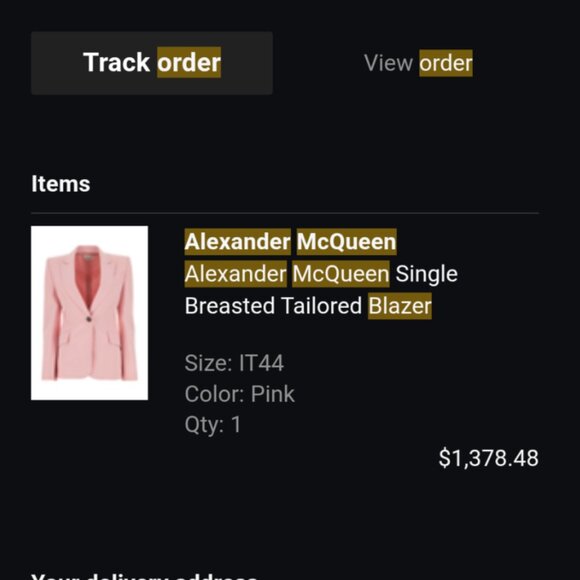 Alexander McQueen Single Breasted Tailored Blazer, Size IT44, Pink - Picture 9 of 11